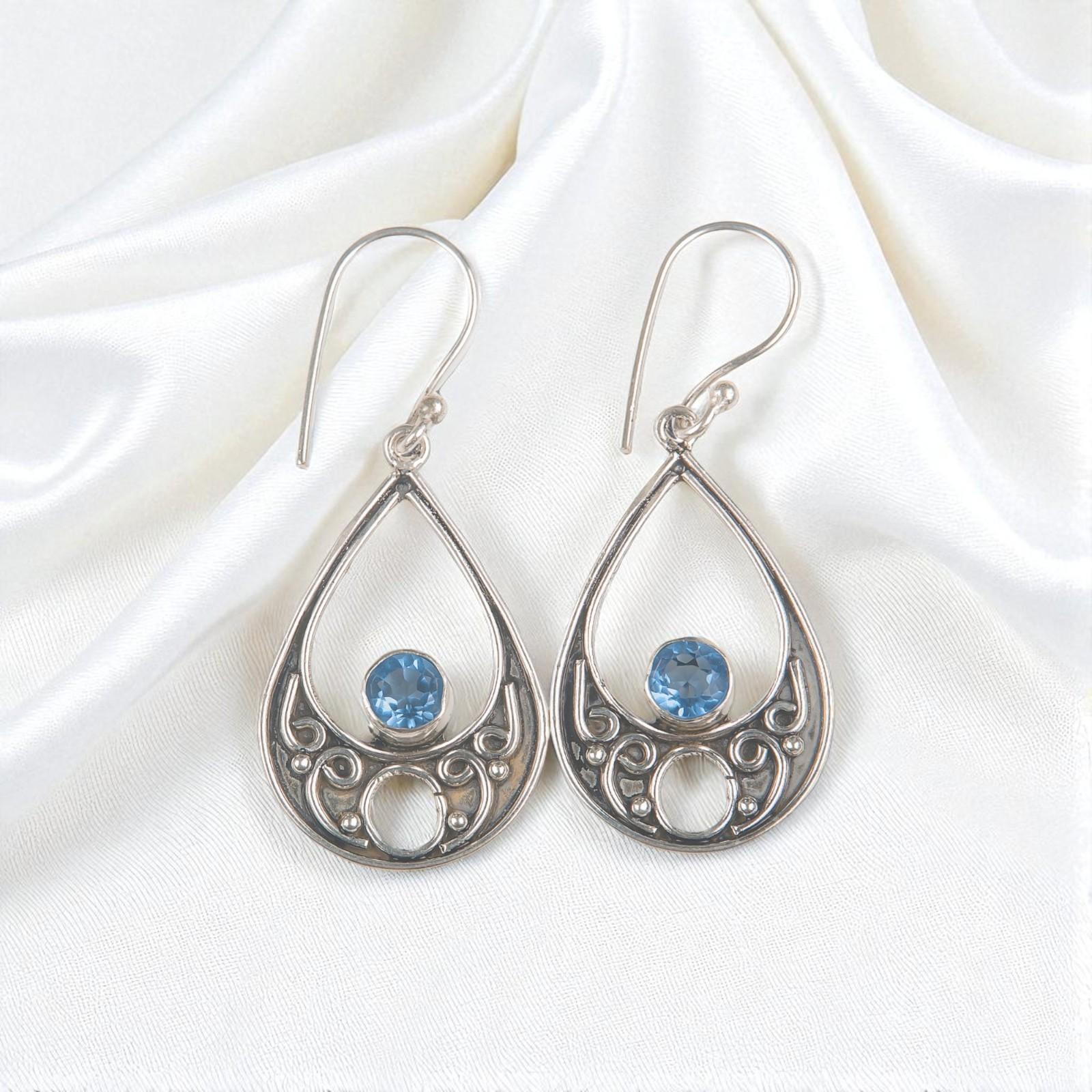 

Tanzanite Gemstone 925 Sterling Silver Handcrafted Jewelry Dangle Earrings 1.91 EE-90-4