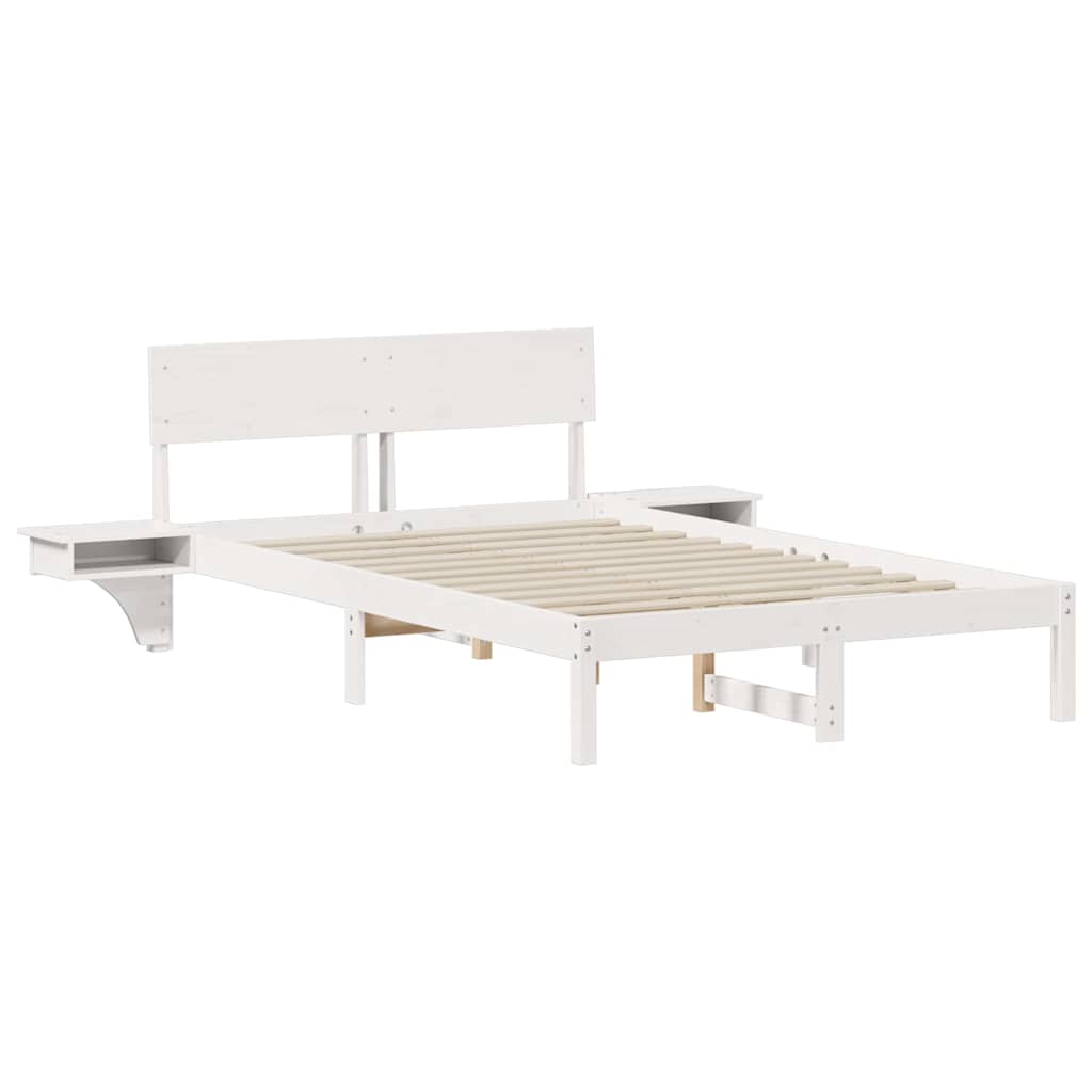 White Bed Frame with Headboard 120 x 190 cm Solid Pine Wood