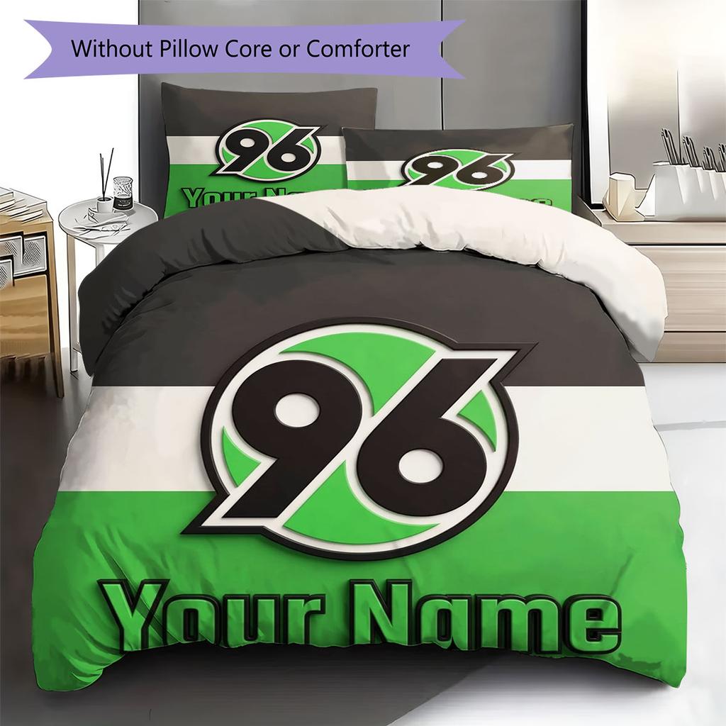 Hannover 96 Custom Name Pattern Bedding,Quilt Set Quilt Cover Pillowcase Home Birthday Gift(1 * duvet cover + 2 * pillowcase, without core)