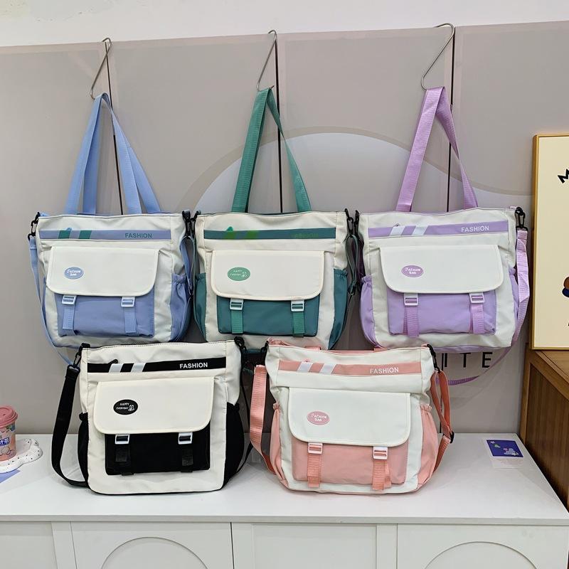 Fashion Nylon Bag Female Shoulder Student Make-Up Bag Large Capacity Versatile College Student Class Messenger Bag