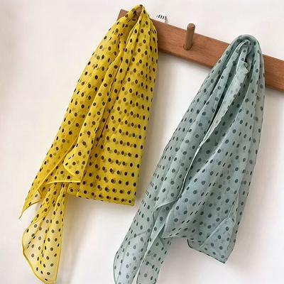 Versatile Polka Dot Scarf Lightweight Female Headscarf Casual Sunscreen Shawl  Summer