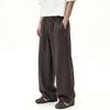 American retro texture pleated casual pants men's autumn and winter heavy loose straight pants structure split scimitar trousers