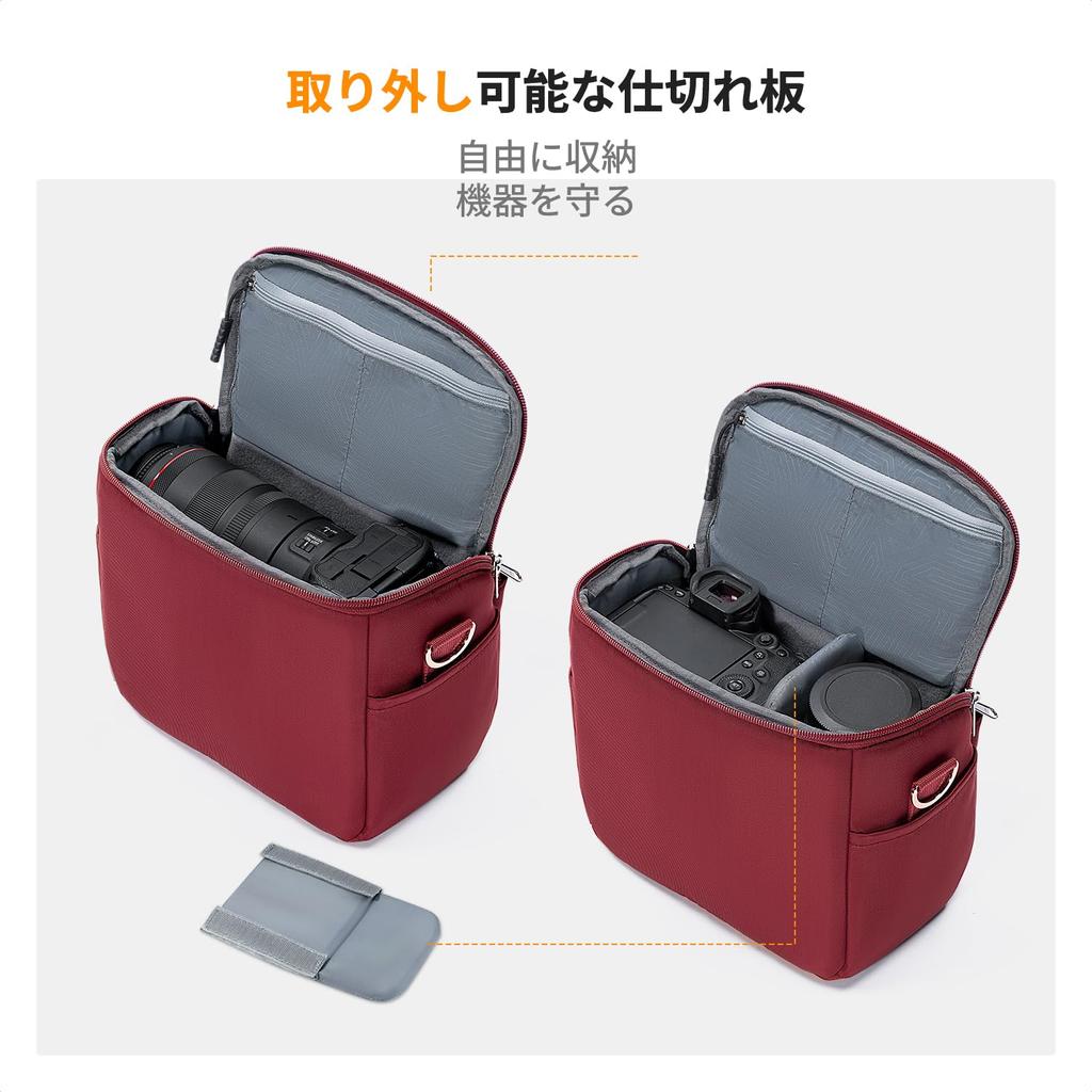Concept Camera Shoulder Stylish DSLR Camera with Camera Camera Item Storage Photography Compact Wine Red K&F Bag, Bag, Bag, 5L, Dividers,