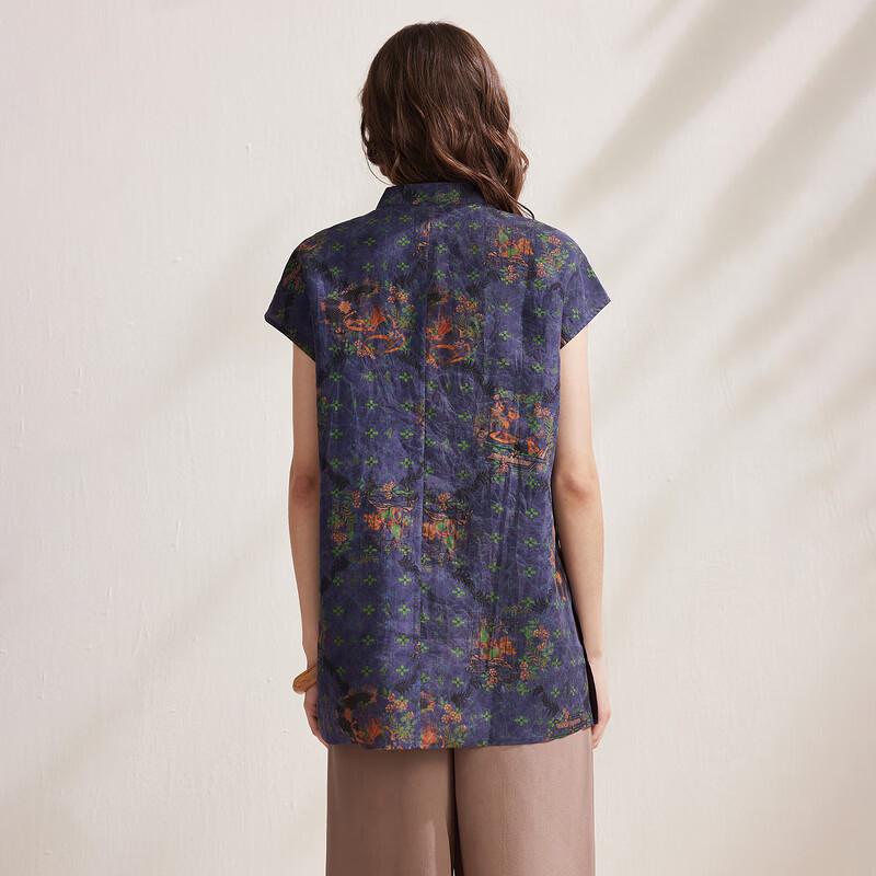 Zhaojun 2026 New Chinese Style Mulberry Silk Floral Short-Sleeve Top