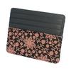 Indenya Slim Card Case, Thin, Deerskin Leather with Black and Pink Lacquer, Clematis Pattern, 2530-51-169