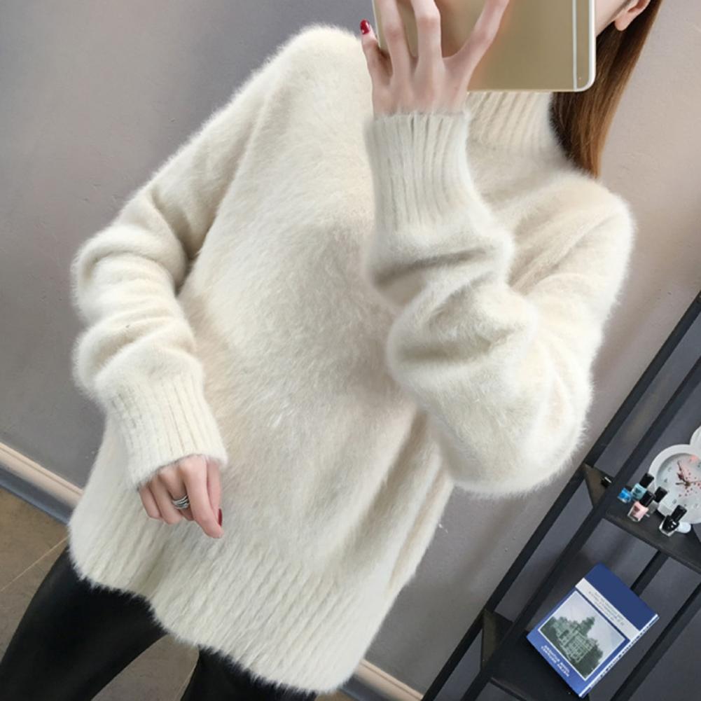 Strickpullover Gemütliche Damenstrickkollektion Halber Stehkragen Pullover Gerippter Besatz Strickoberteil Elastischer Langarm-Pullover