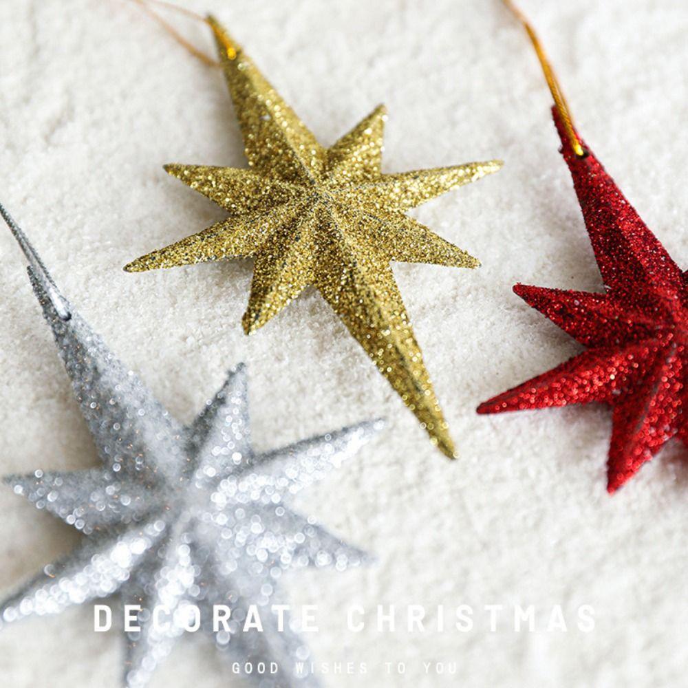 2PCS Plastic Exploding Star Ornament DIY Lightweight Christmas Tree Decoration Gold Silver Red Hanging Christmas Decoration XMAS