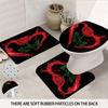4pcs Valentine's Day Rose Print Bathroom Set 180x180 Waterproof Shower Curtain with 12 Hook, Floor Mat, Toilet Mat, U-shaped Mat