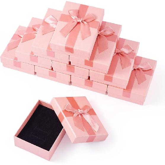 Craftdady 12 Pack Light Sky Blue Jewelry Boxes, Small Rectangle Paper Jewelry Present Boxes with Lids Bowknot Necklace Pendant Ring Earring Packing