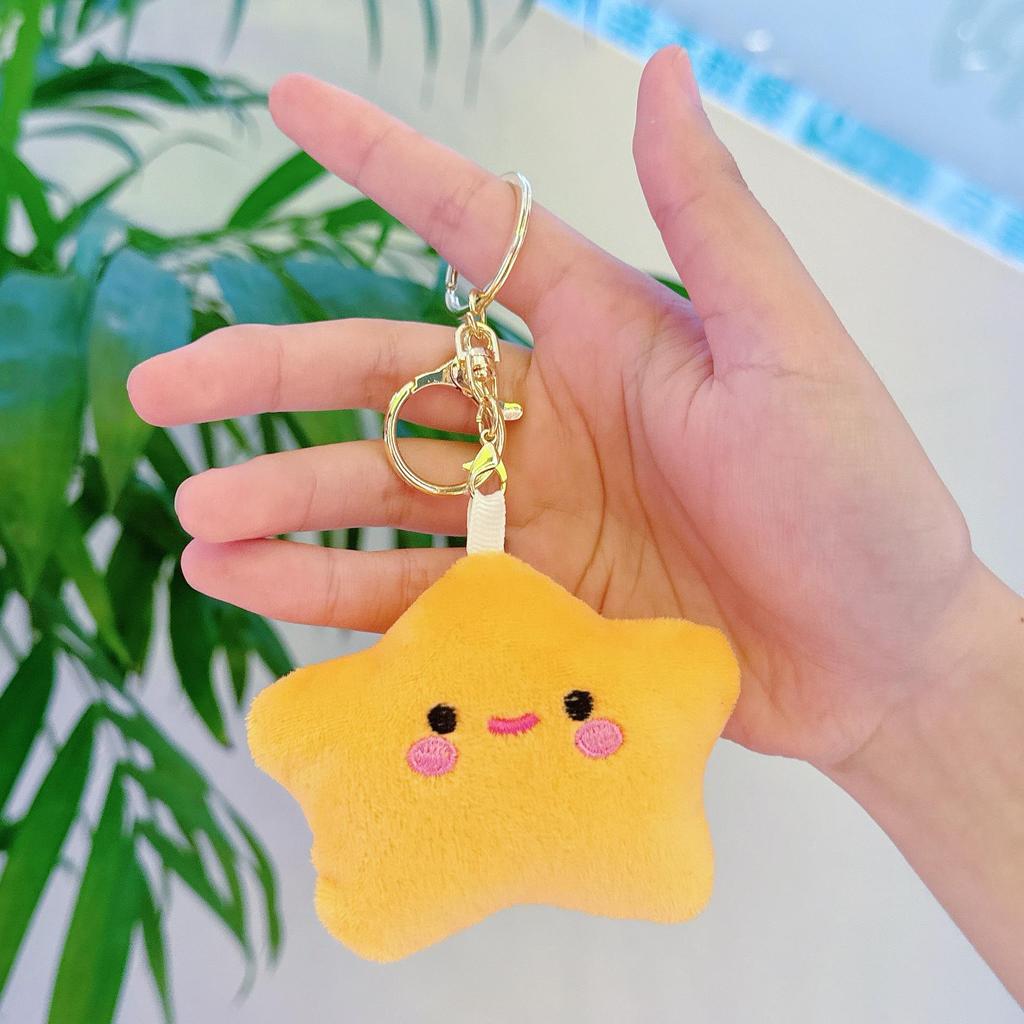 Five-Pointed Star Plush Bag Charm & Keychain - Cute, Girlish Heart Accessory for Backpacks