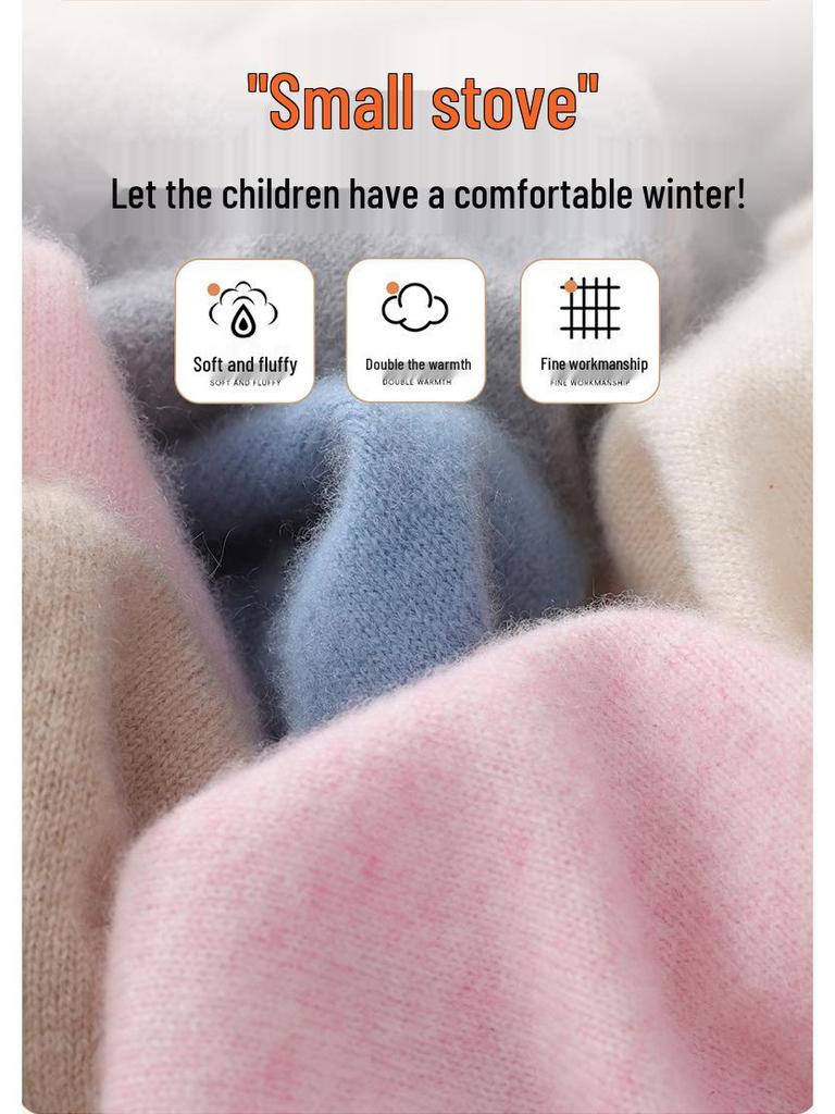 Autumn/Winter Boys' Cashmere Half-High Collar Pullover Sweater - Korean Style Knitwear for Children