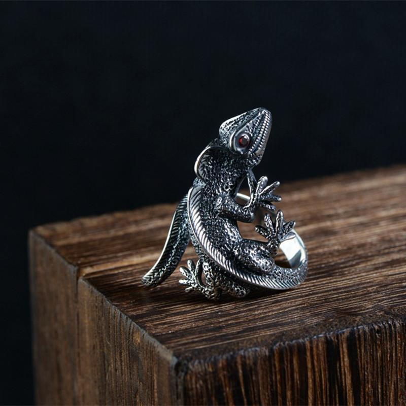 Buyee   Copper Male Unique Ring Finger Cute Lizard Animal Open Ring For Men Fashion Fine Jewelry Circle Gift
