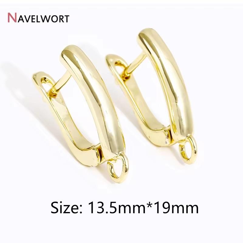 18K Gold Plated Brass Metal Earwires Basic Fasteners,Earring Fixtures,Inlaid Zircon Earring Hooks,Earring Making Supplies