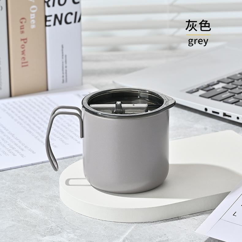 12oz 304 Stainless Steel Insulated Coffee Mug with Handle, Double Wall Vacuum Office Cup for Hot Cold Drinks 350ml серый