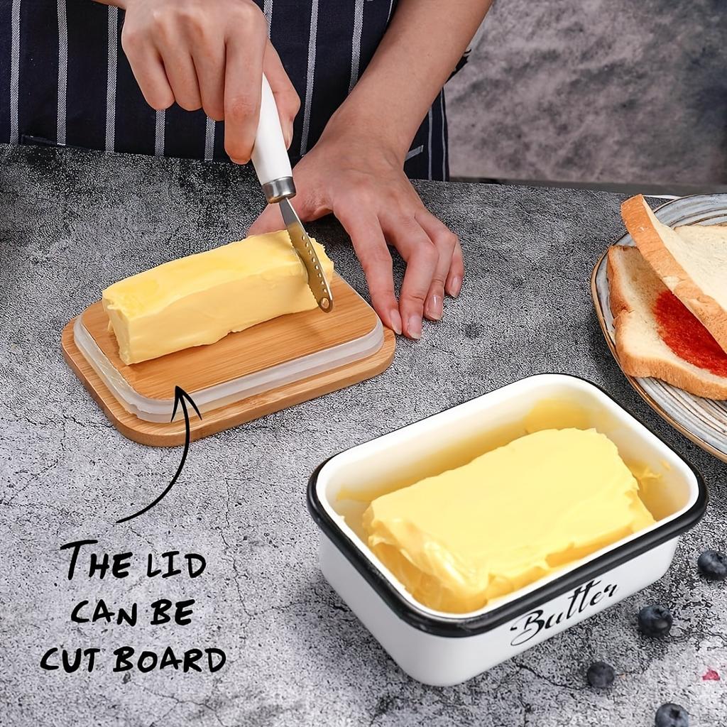 Cast Iron Butter Dish with Lid Modern Butter Storage Container for Kitchen Counter
