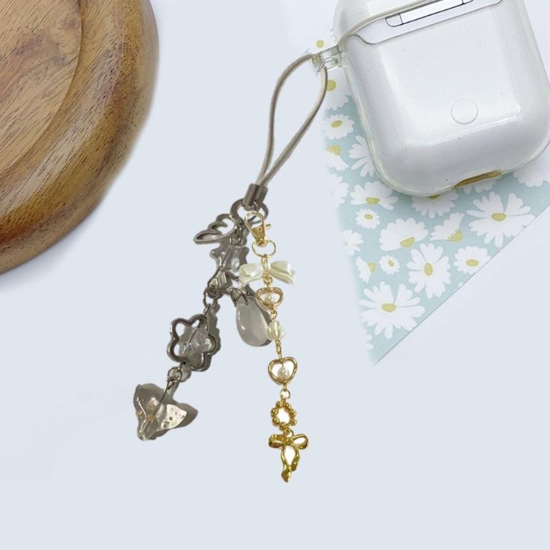 Stylish Bead Bows Key Chain Aesthetic Charm Fashion Bag Pendant Elegant Key Holder Purse Accessory for Bags and Purses