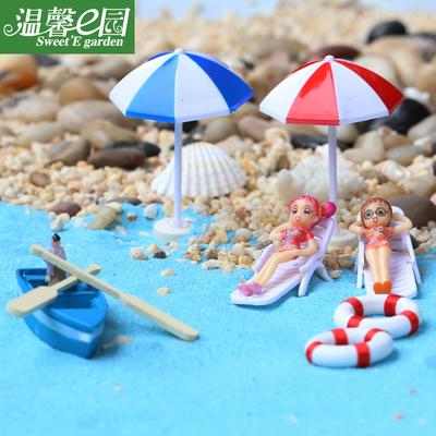Ornements de Micro Paysage Mousse Bateau en Pâte Bateau Point de Vue Chaise de Plage Vue sur Mer Ornements Ornements à Assembler Soi-même Accessoires Matériau