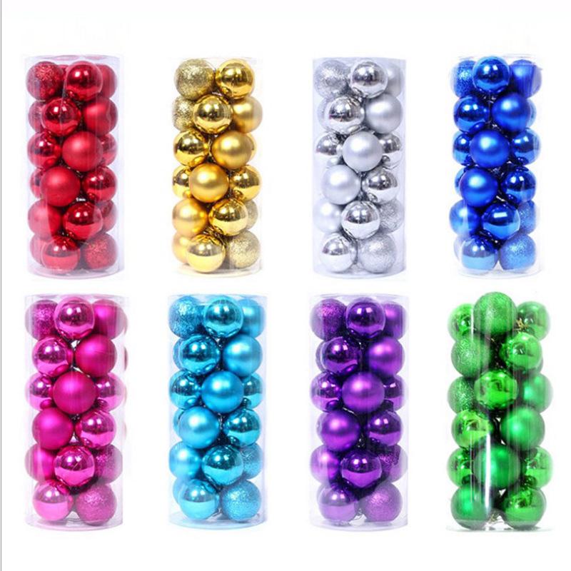24-teiliges Weihnachtsbaumschmuck-Set: 3cm-8cm Mehrfarbige Plastikkugeln