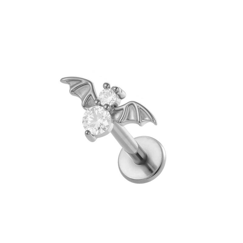 Hot Sale Body Jewelry: Titanium Labret Flatback Tragus Earring Stud Internal Thread Zircon Rings