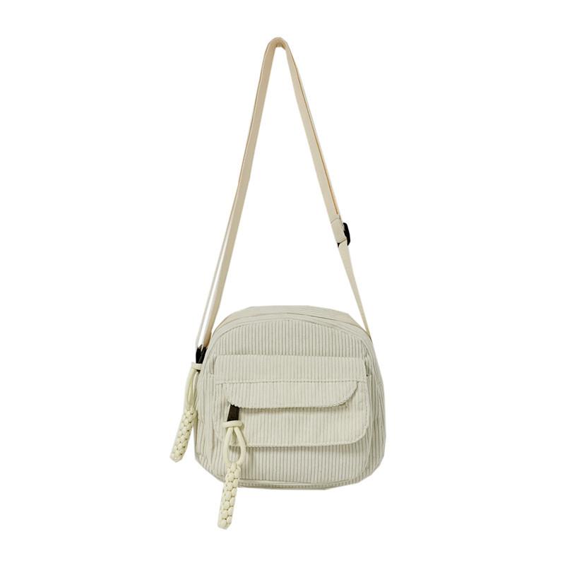 Corduroy 2025 spring new fashion solid color cloth bag campus style girls shoulder crossbody small bag tide
