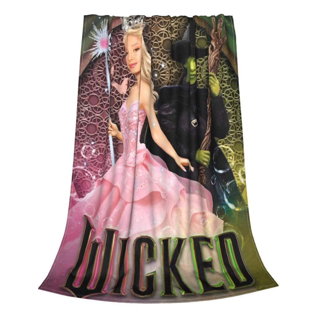 Wicked Elphaba & Glinda Tonal Knitted Blanket Magic Movie Flannel Throw Blankets Bedspread Soft Warm Breathable Plush Thin Quilt