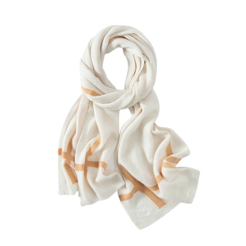 Color Block Cashmere Knit Scarf & Shawl: Warm, Versatile Neck Protection for Men & Women