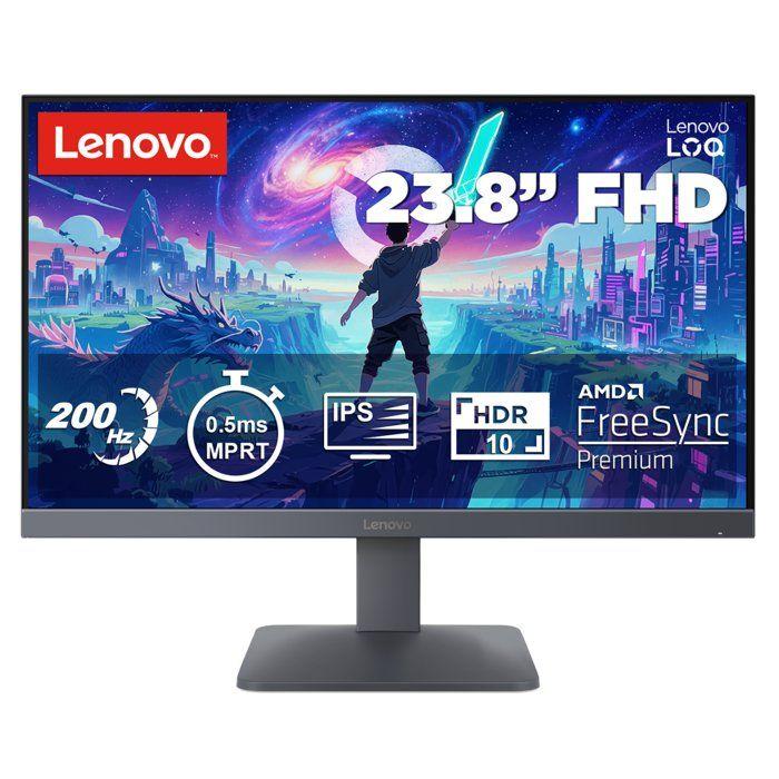 Lenovo Noir Écran Pc Loq 24-10 Gaming 23,8 Full Hd Ips 200 Hz Hdr10 Angles 178° Avec Montage Vesa 100X100 - Neuf - Image 4