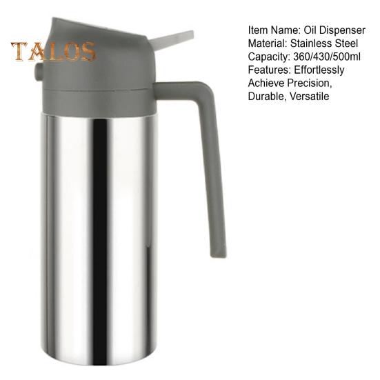 2 In 1 Oil Dispenser Bottle for Kitchen 360/430/500ml Stainless Steel Oil Mister with Dual Nozzles BBQ Oil Sprayer for Cooking Grilling Salads Baking