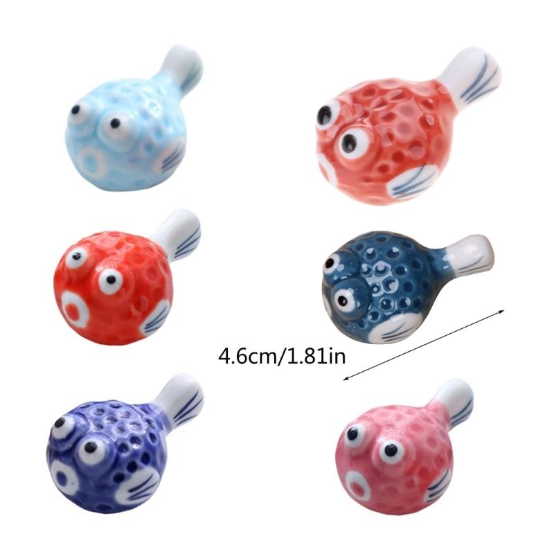 6 Pieces Cute Pufferfish Shaped Ceramic Chopstick Rests Spoon Fork Holder Ceramic Chopstick Holders for Kitchen Utensil