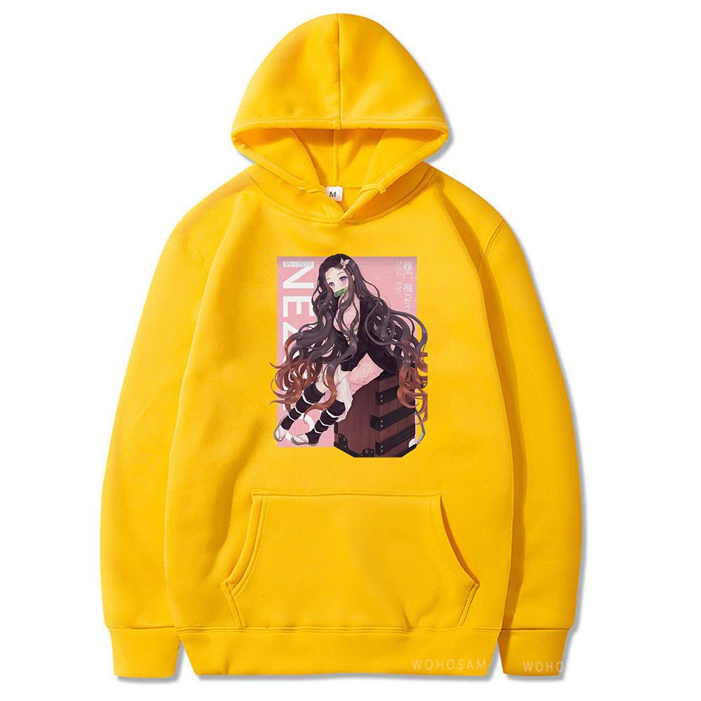 

Камадо Незуко убийца демонов манга толстовки зимние каваи аниме с круглым вырезом с принтом уличная одежда для мужчин и женщин модные негабаритные теплые толстовки 4XL жёлтый