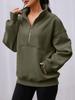 Autumn/Winter European & American Women's Pocket Half-Zip Loose Spliced Stand-Up Collar Fleece Sweatshirt