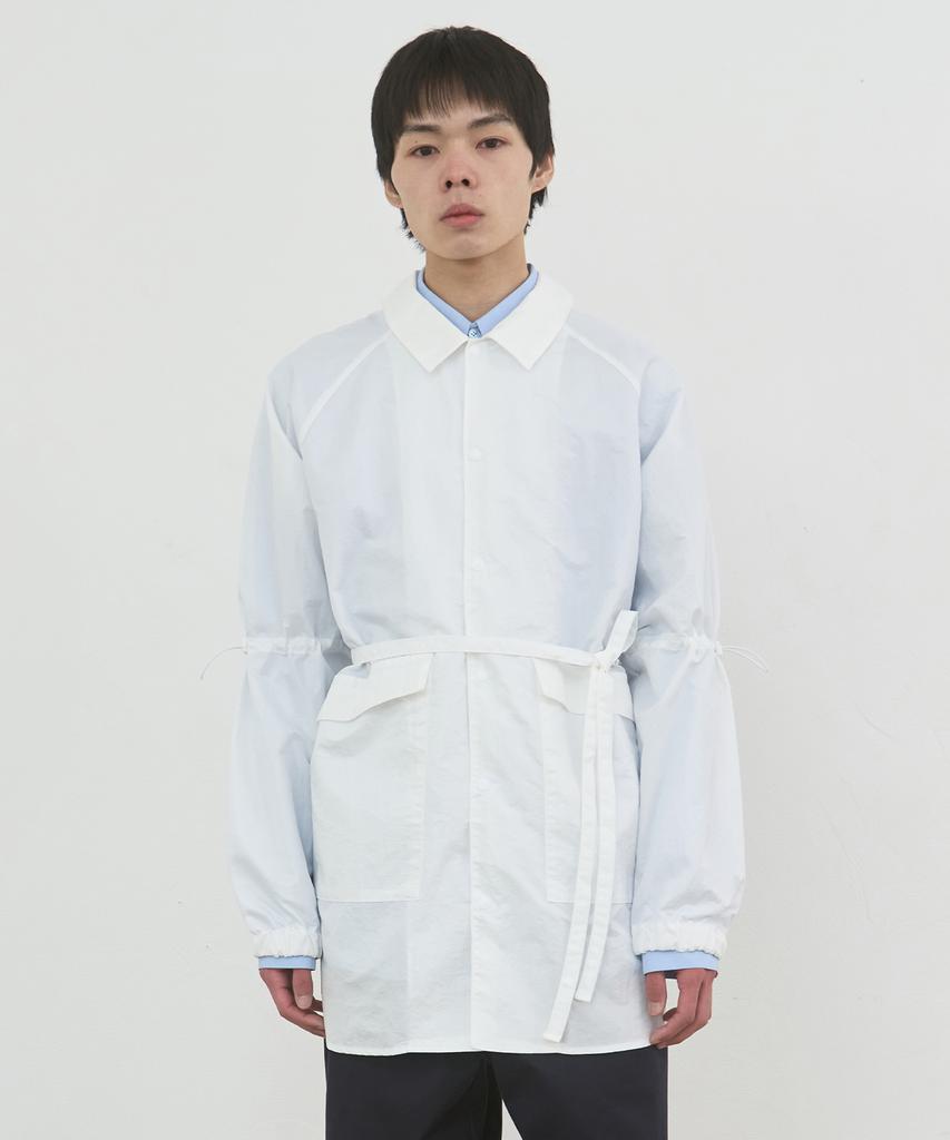 Wokeuwokeu Apron Shirt Long Sleeve (White)