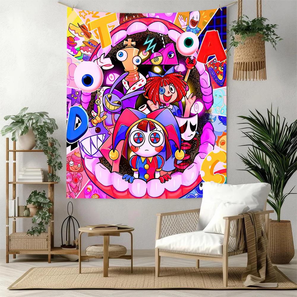 Digital Circus Style Wall Decor Tapestry Art For Pet Memorial Birthdaywedding Party Backdrop Family Gift