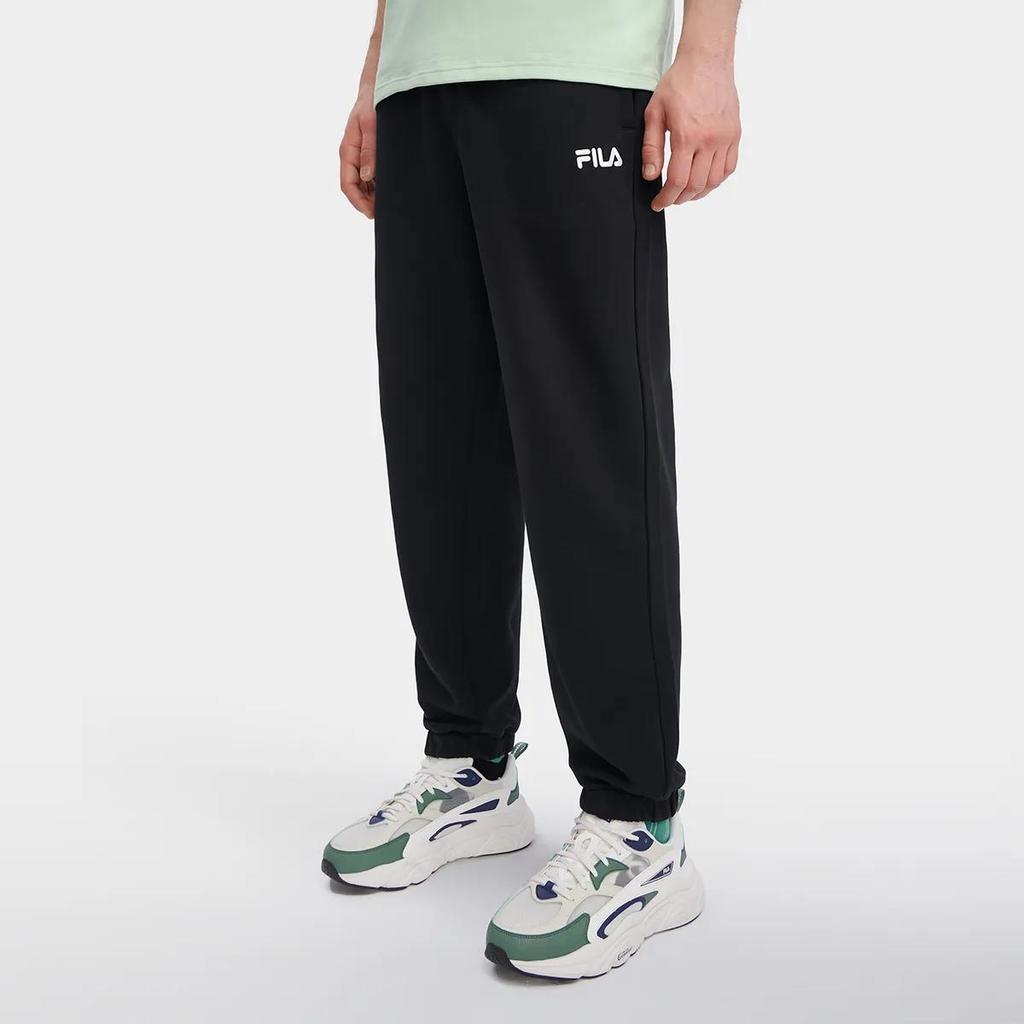 FILA Knitted Sweatpants Men's Jet Black Moderate Cuffed Pants (Unisex) Knitted Sweatpants F11M339608A BK