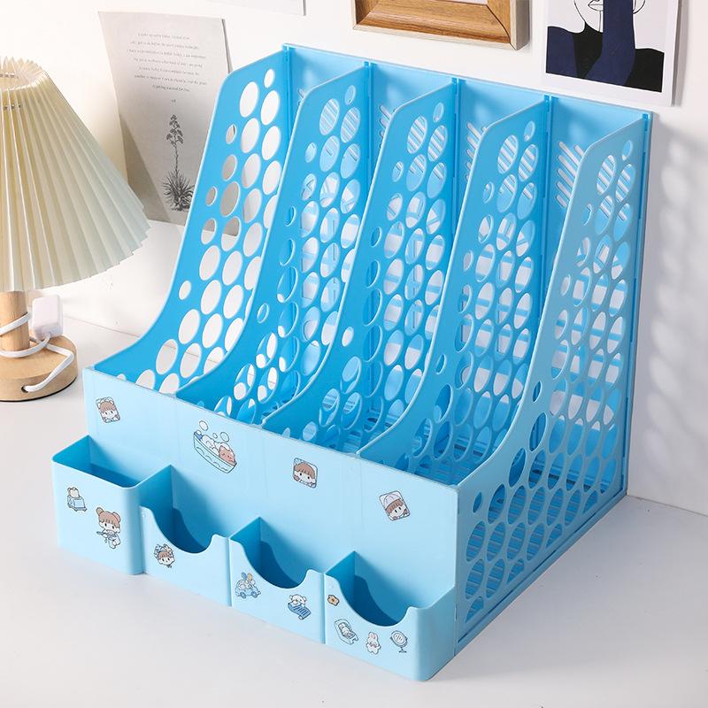 

Утолщенная корзина для файлов, книжная полка, стойка для файлов, многослойная рамка для файлов, четырехсекционный ящик для хранения