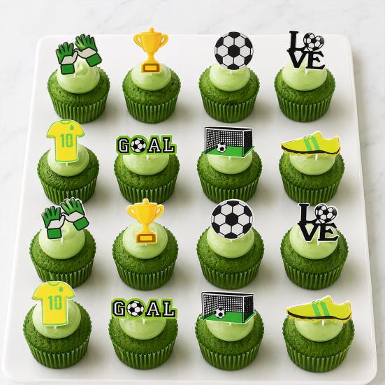 8 Pcs Soccer Cake Topper Decoration, Soccer Ball Goal Shoe Cupcake Topper for Sport Theme Birthday Party Supplies