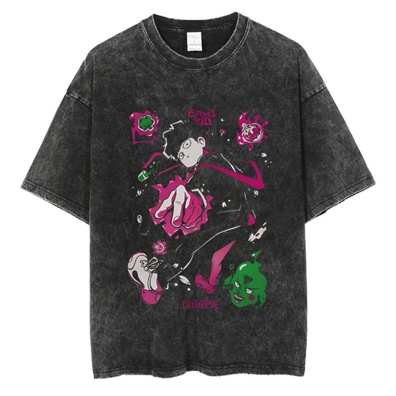 

Аниме Футболка Mob Psycho 100 Вареная Уличная одежда для мужчин Графика Харадзюку Ретро Повседневная Мода Футболка Лето Короткий рукав 4XL