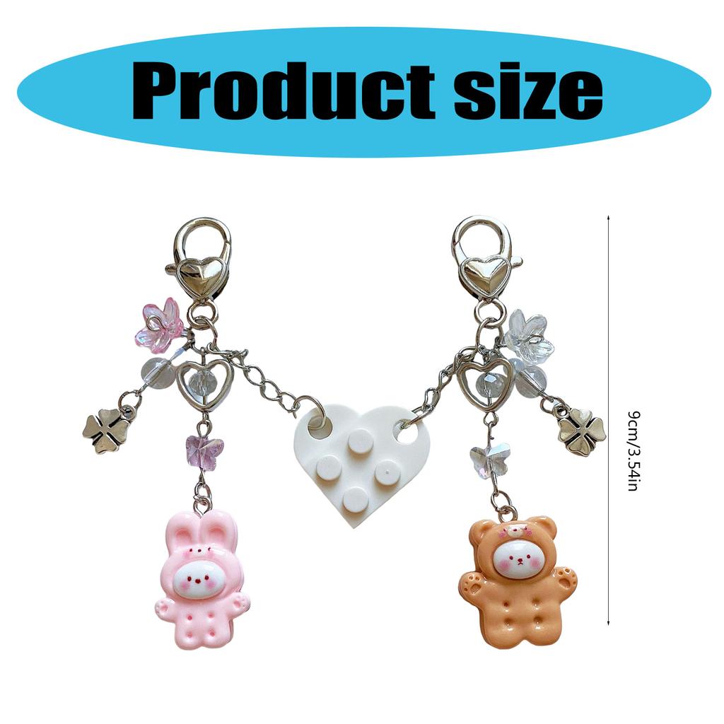 Cute Brick Heart Designs Keychain Delicate Matching Animal Heart Keychains with Cute Brick Designs For Couples