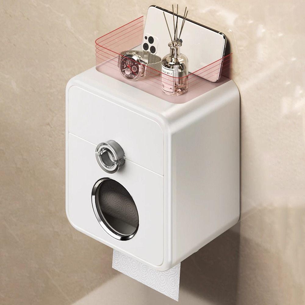 Punch-Free Toilet Tissue Box Plastic Paper Towel Holder Roller Tissue Holder  Bathroom