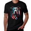 Unisexs Cotton TShirt American Flag Pitbull Graphic Tee Patriotic Dog Print Casual Short Sleeve Top