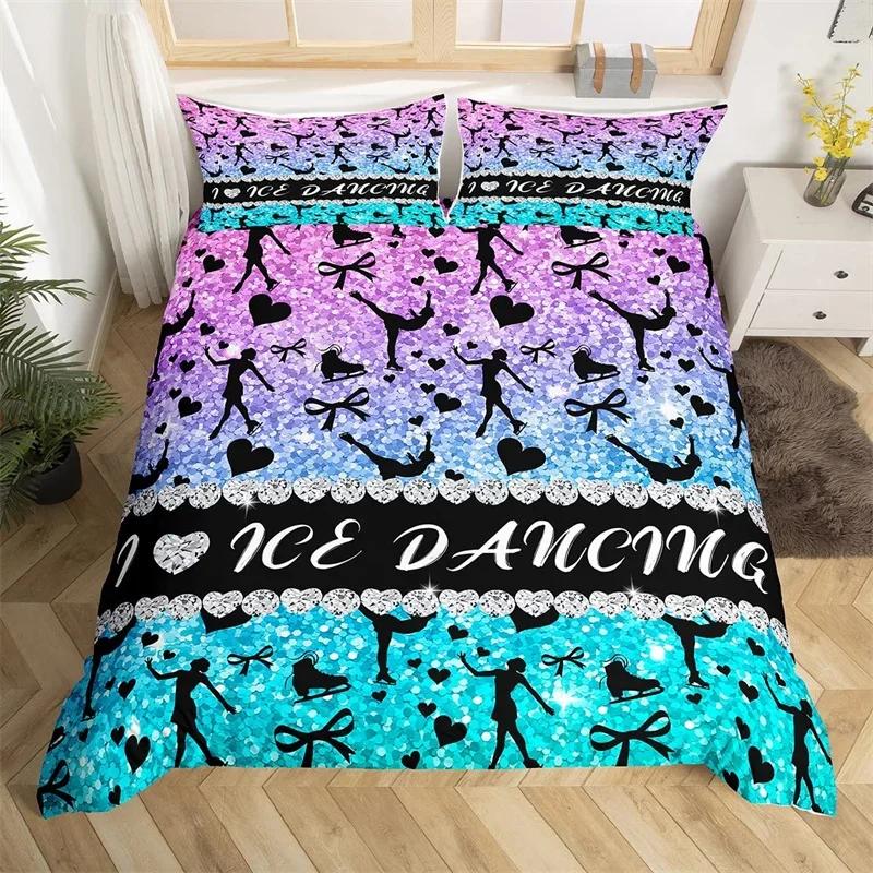 Gymnastik Sport Bettbezug Set Regenbogen Aquarell Batik Queen Bettwäsche Set Mikrofaser Cheerleading Bettdeckenbezug für Yoga-Liebhaber