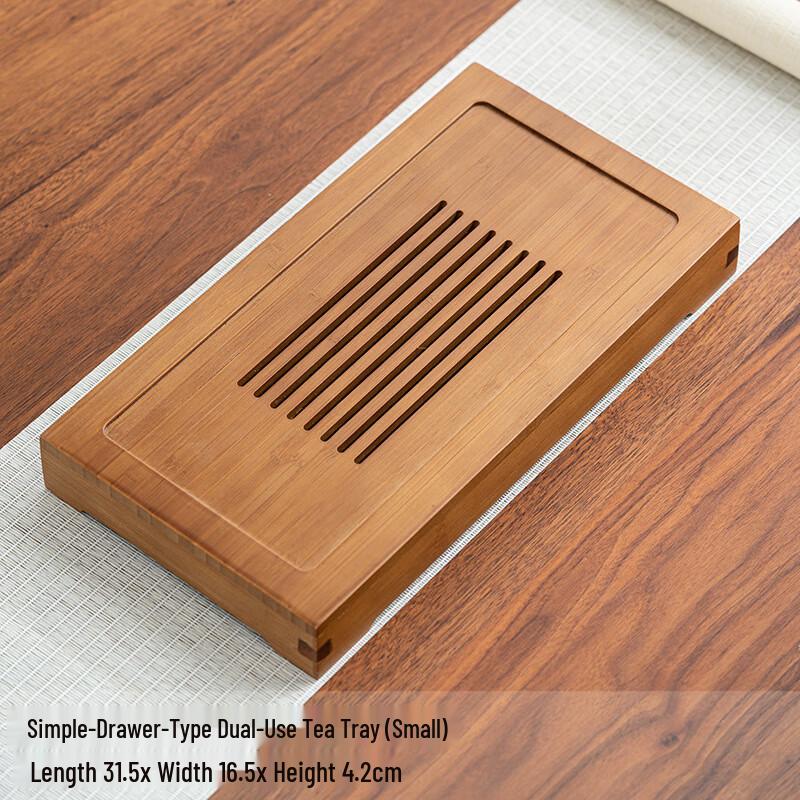 Simple Bamboo Tea Tray with Dual-Use Drainage