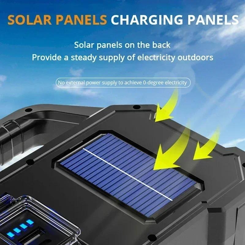 Torcia LED Solare da 1200mAh - Luce Ricaricabile per Campeggio/Lavoro con 6 Modalità, Impermeabile IPX7 per Emergenze Outdoor Escursioni