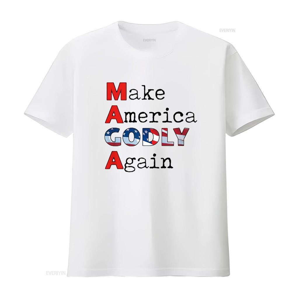 MAGA Make America GODLY Again Womens T Shirt White X Large Vintage Washed Top For Everyday Wear Streetwear Graphic Homme