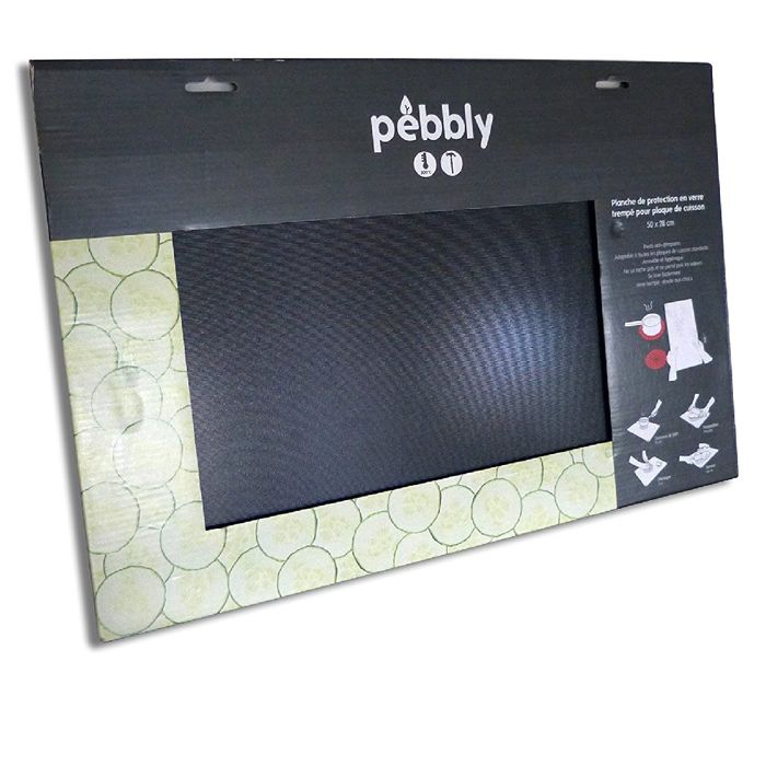Protège plaque de cuisson - Pebbly Kitchen - 57 x 50 cm - Noir - Accessoires de cuisine