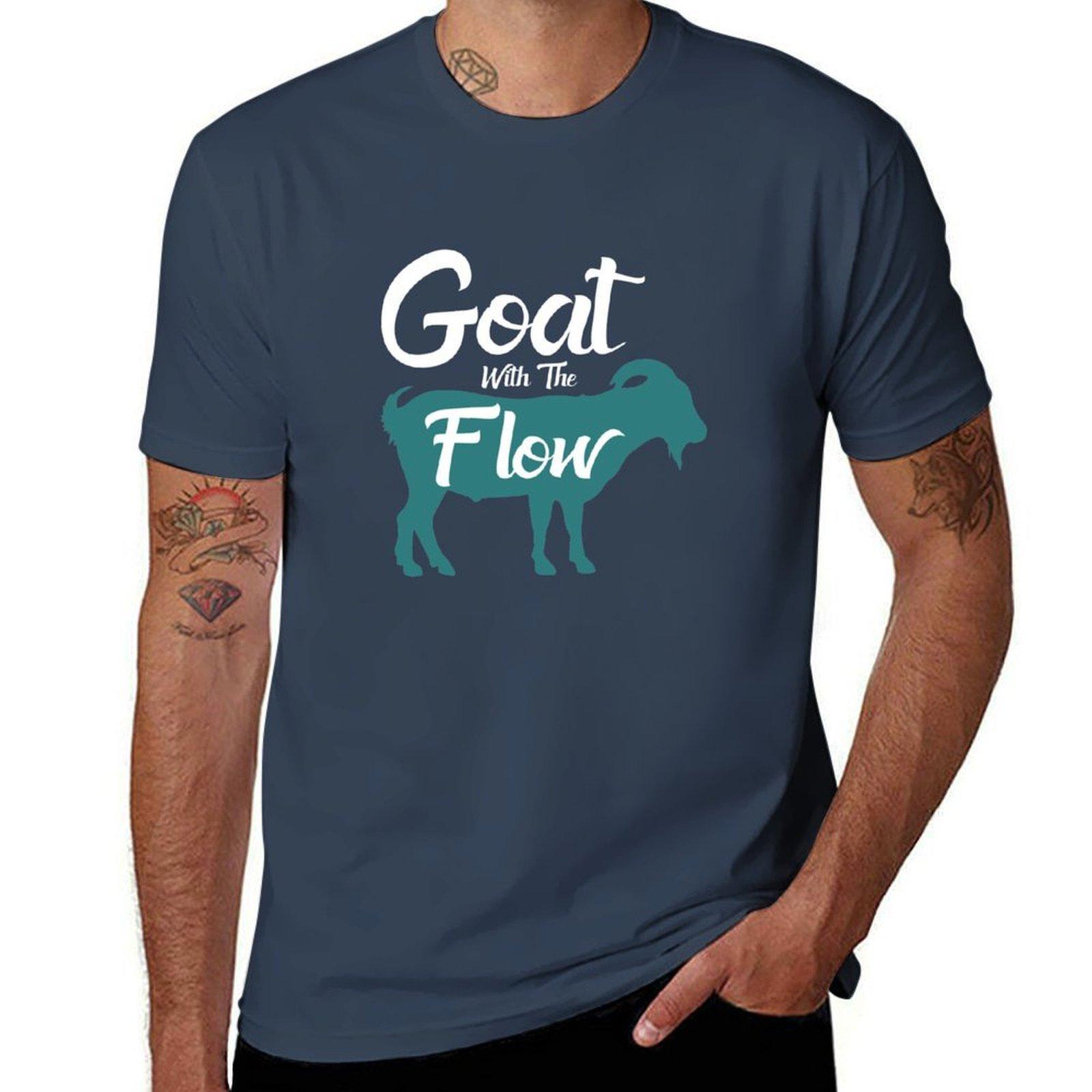 Goat With The Flow Goat Lady Goat Lover Tshirt Work Wear Breathable Tee S
