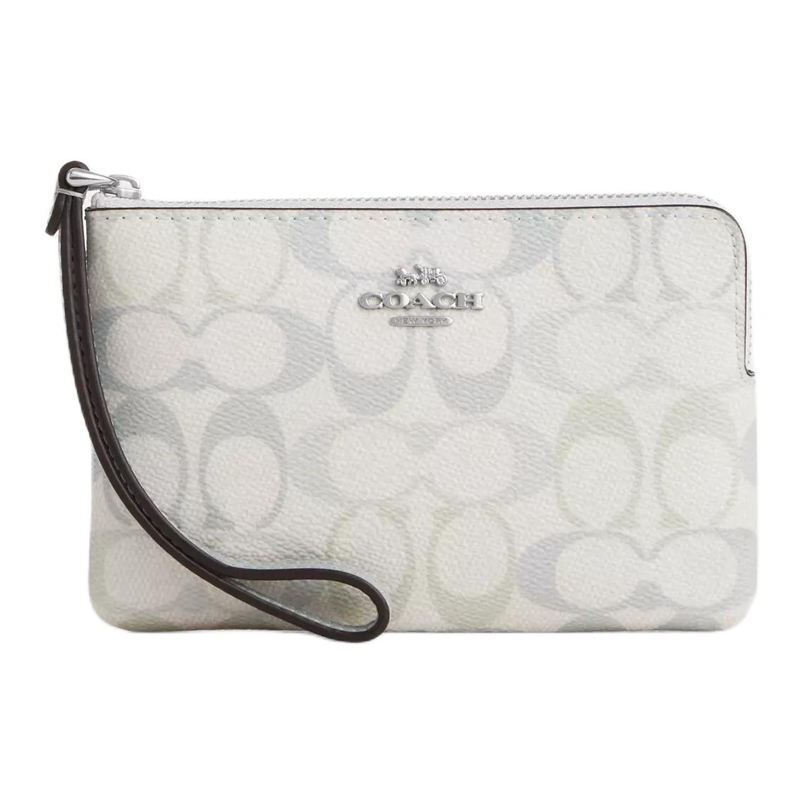 

Coach Corner Zip 16 Zipper Closure Coated Canvas Clutch Bag Small Men clutch bag Silver Chalk-White Blue CEF73-SVYUA Basic Set (Bag+Dust Bag)
