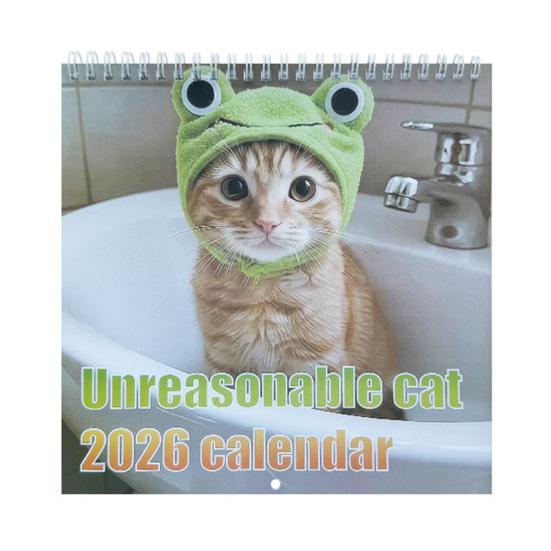 Unreasonable Cat Calendar 2026 Jan.2026 - Dec.2026 12-Month Calendar Funny Kitten Wall Planner for Home Office Decoration