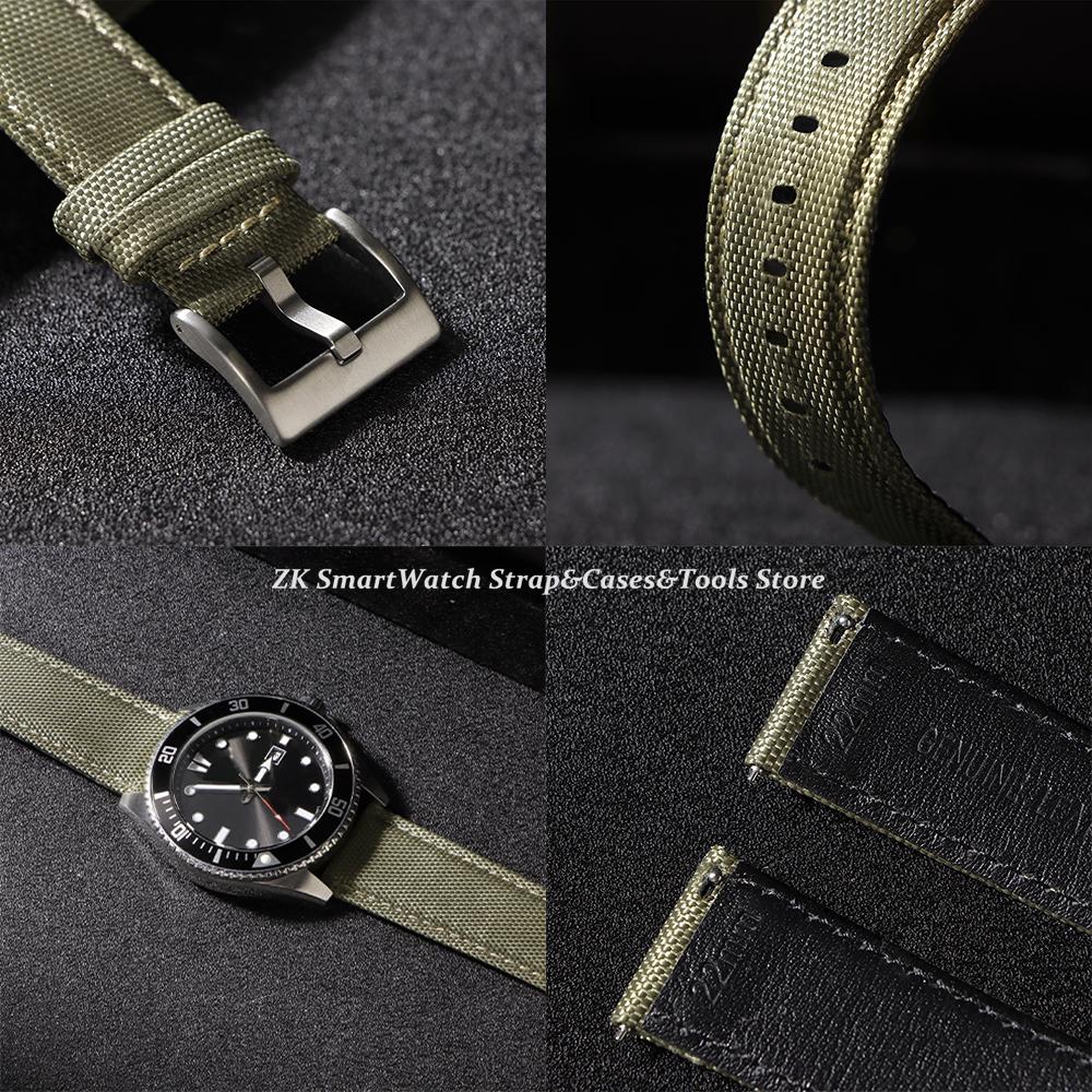 20mm 22mm Nylon Watch Strap Quick Release Black Buckle Watch Bands Durable Weaving Fabric Leather Wristband Belt for Men Women