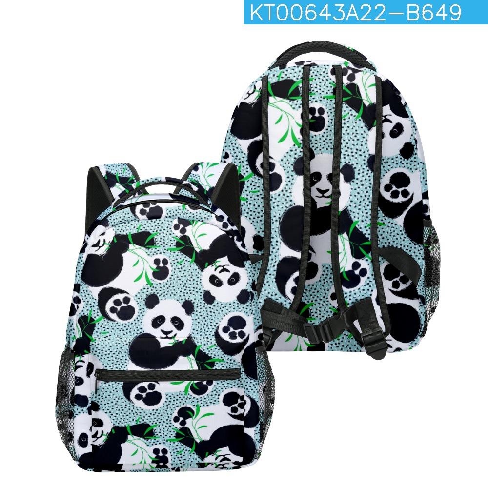 Hip Hop Kpop Jugendliche Schultaschen Unisex Niedliche Panda-Reisetaschen 3D-Druck Oxford Wasserdicht Notizbuch Schulrucksäcke